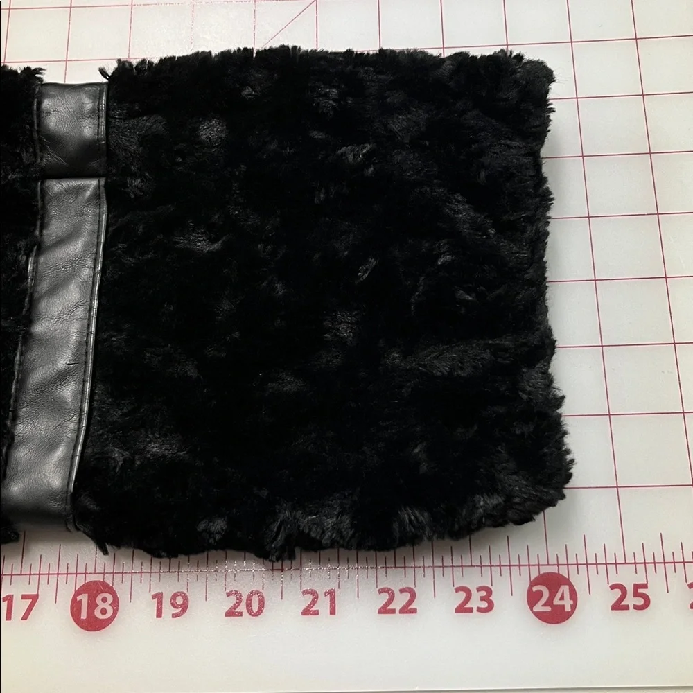 BETSEY JOHNSON Penny Lane Faux Mongolian Fur/Leather Mod Wide Collar BLK Coat S - Picture 11 of 16